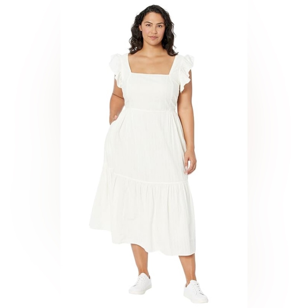 Madewell White Apron Midi Dress Open Tie Back